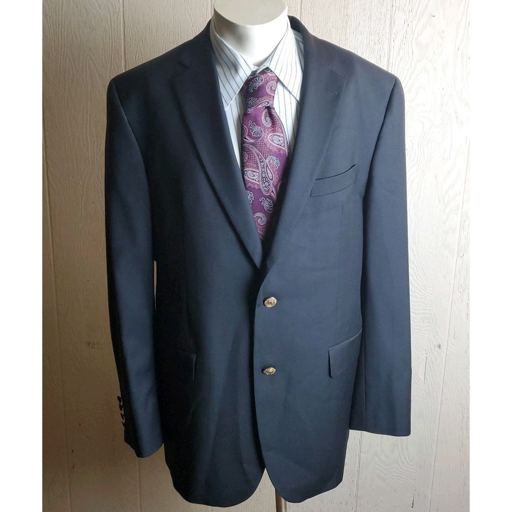 Vineyard Vines Blazer Mens 44 Black Wool Gold Button Jacket